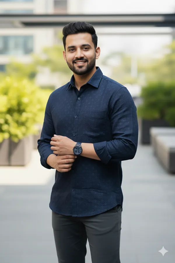 Navy_Blue_Cotton_Linen_Regular_Fit_Shirt_For_Men