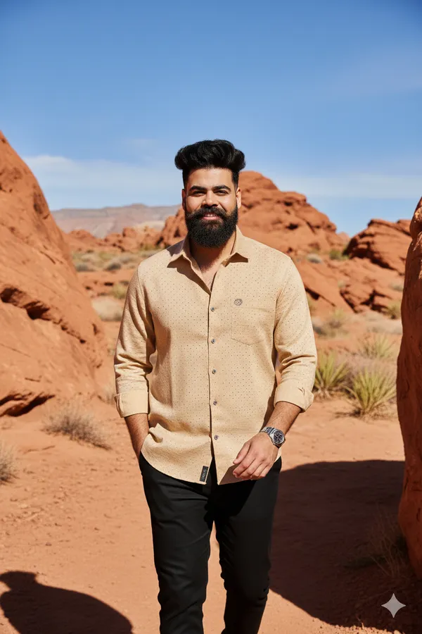 Desert_Orange_Cotton_Linen_Regular_Fit_Shirt_For_Men