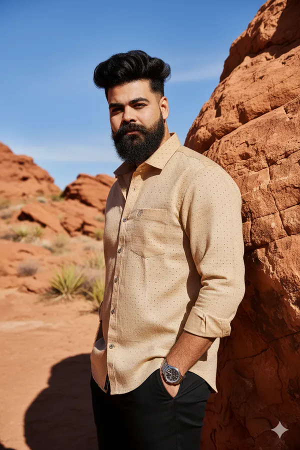 Desert_Orange_Cotton_Linen_Regular_Fit_Shirt_For_Men