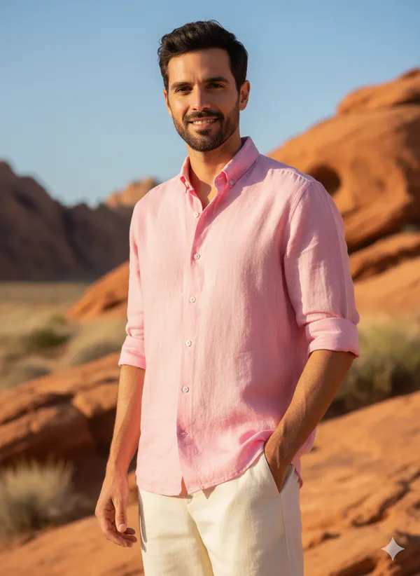 Pink_Cotton_Linen_Regular_Fit_Shirt_For_Men