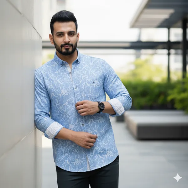 Sky_Blue_Cotton_Linen_Slim_Fit_Shirt_For_Men