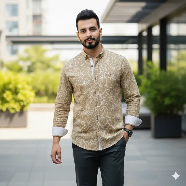 Cream_Cotton_Linen_Slim_Fit_Shirt_For_Men