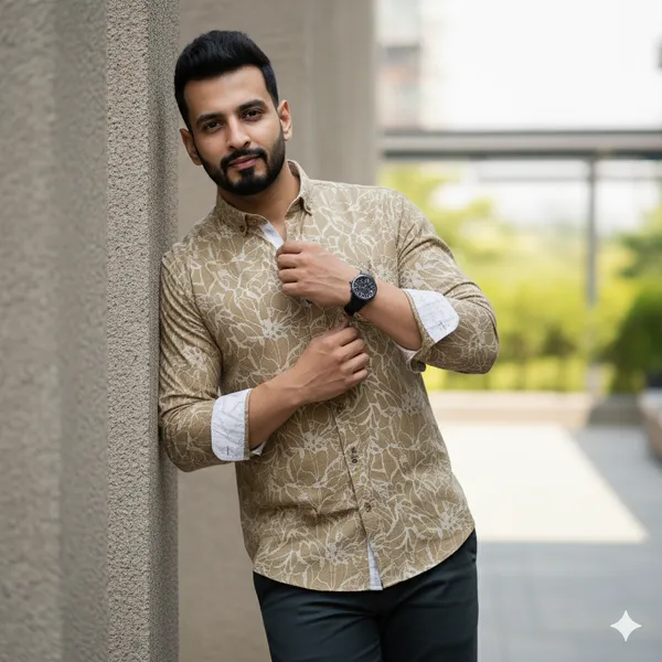Cream_Cotton_Linen_Slim_Fit_Shirt_For_Men