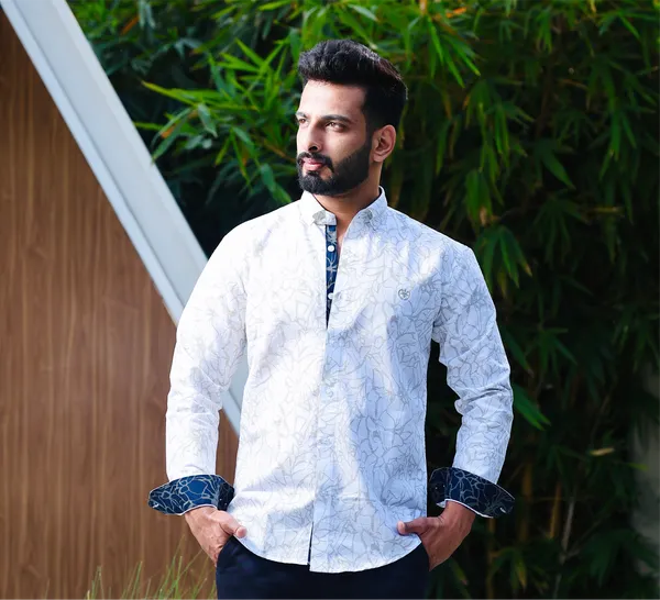 White_Cotton_Linen_Slim_Fit_Shirt_For_Men