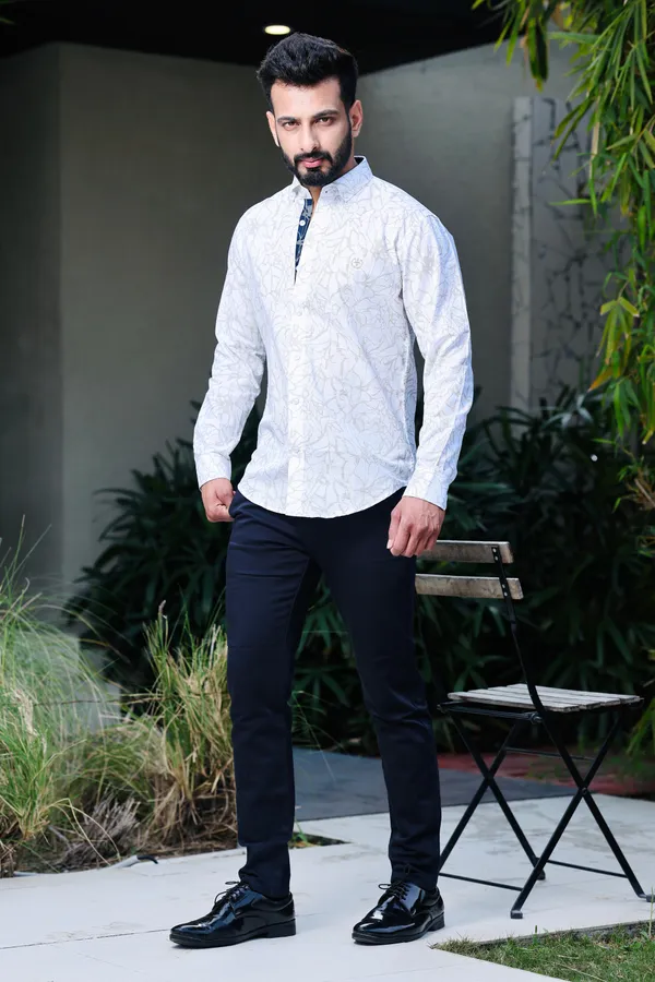 White_Cotton_Linen_Slim_Fit_Shirt_For_Men