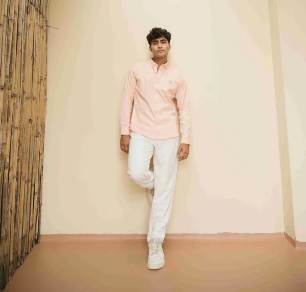 Orange_Cotton_Slim_Fit_Shirt_For_Men