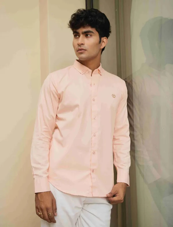 Orange_Cotton_Slim_Fit_Shirt_For_Men