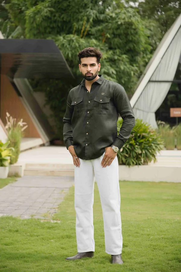 Green_Cotton_Regular_Fit_Shirt_For_Men
