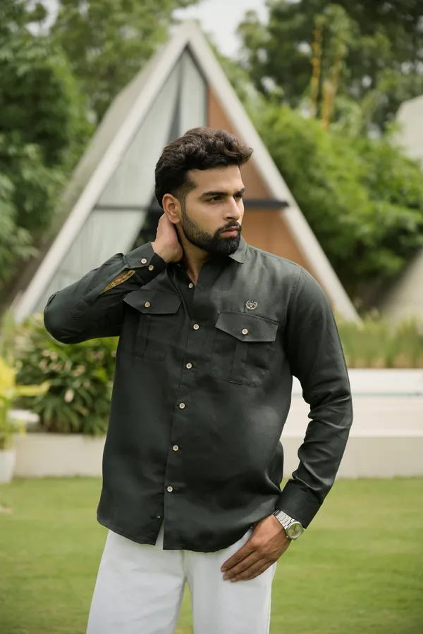 Green_Cotton_Regular_Fit_Shirt_For_Men