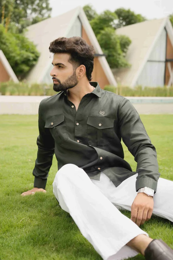 Green_Cotton_Regular_Fit_Shirt_For_Men