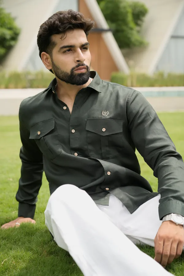 Green_Cotton_Regular_Fit_Shirt_For_Men