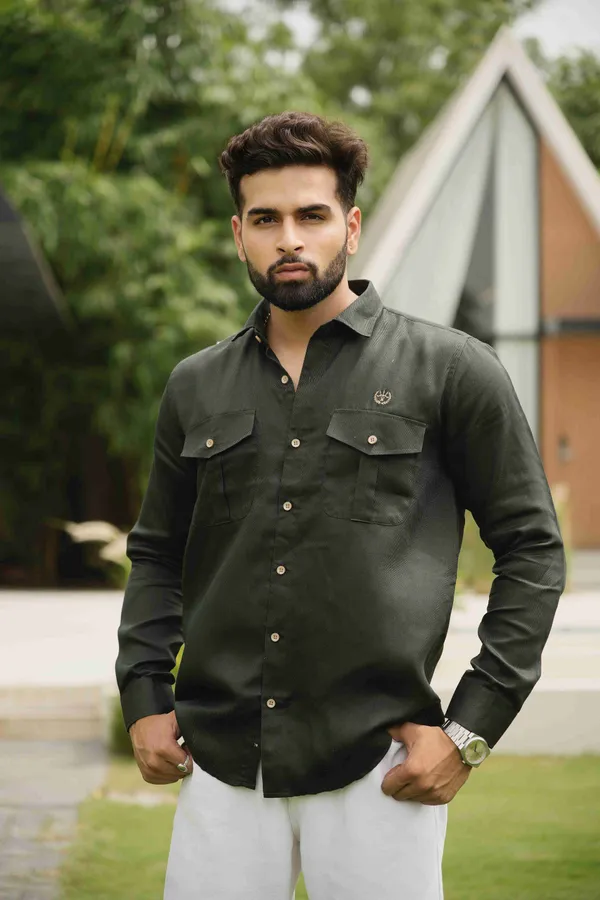 Green_Cotton_Regular_Fit_Shirt_For_Men