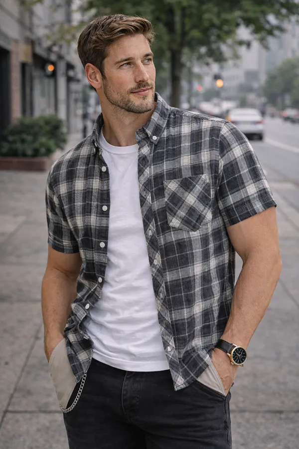 Grey_White_Check_Cotton_Linen_Regular_Fit_Shirt_For_Men