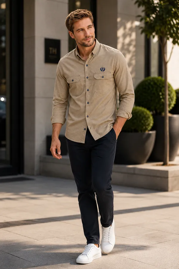 Khaki_Cotton_Linen_Regular_Fit_Shirt_For_Men