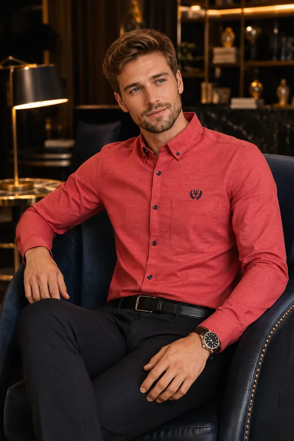 Crimson_Red_Cotton_Linen_Regular_Fit_Shirt_For_Men
