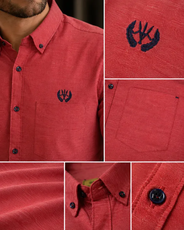 Crimson_Red_Cotton_Linen_Regular_Fit_Shirt_For_Men