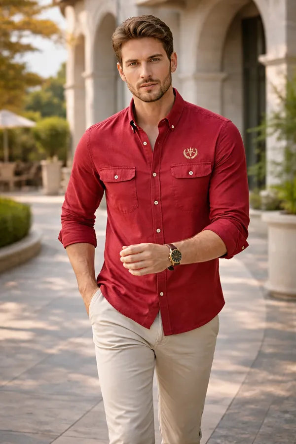Crimson_Red_Cotton_Linen_Regular_Fit_Shirt_For_Men