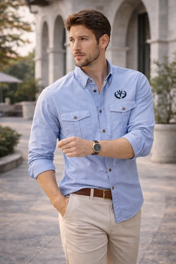 Sky_Blue_Cotton_Linen_Regular_Fit_Shirt_For_Men