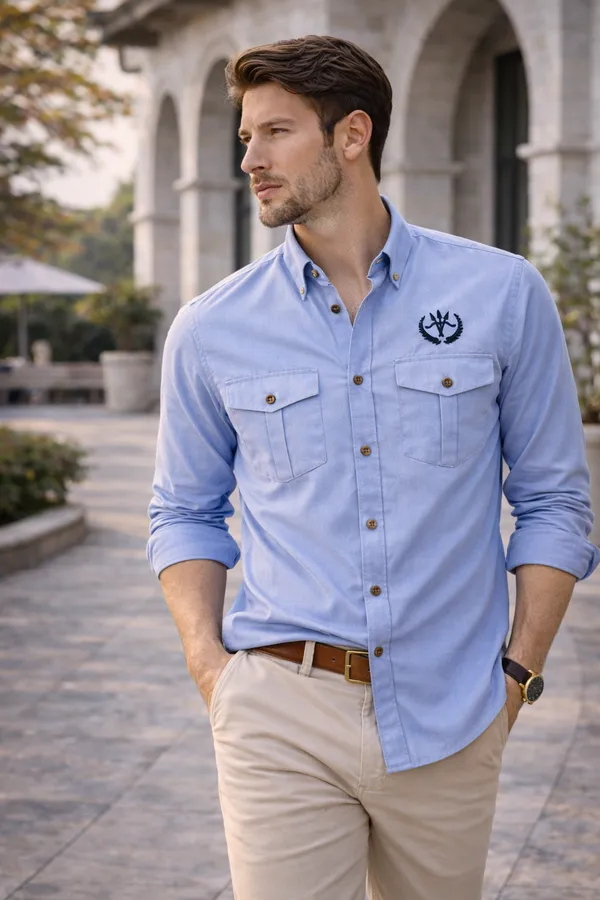 Sky_Blue_Cotton_Linen_Regular_Fit_Shirt_For_Men