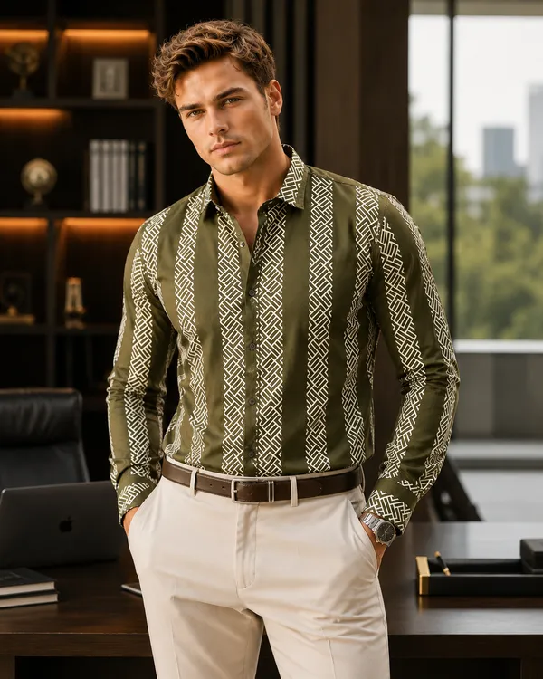 Basil_Green_Cotton_Satin_Regular_Fit_Shirt_For_Men