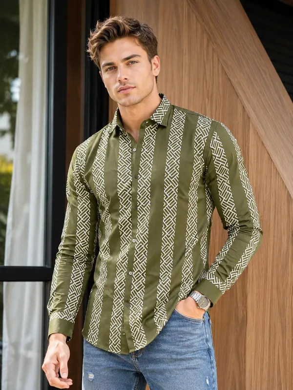 Basil_Green_Cotton_Satin_Regular_Fit_Shirt_For_Men