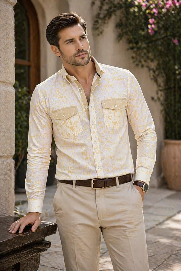 White_Printed_Cotton_Linen_Regular_Fit_Shirt_For_Men