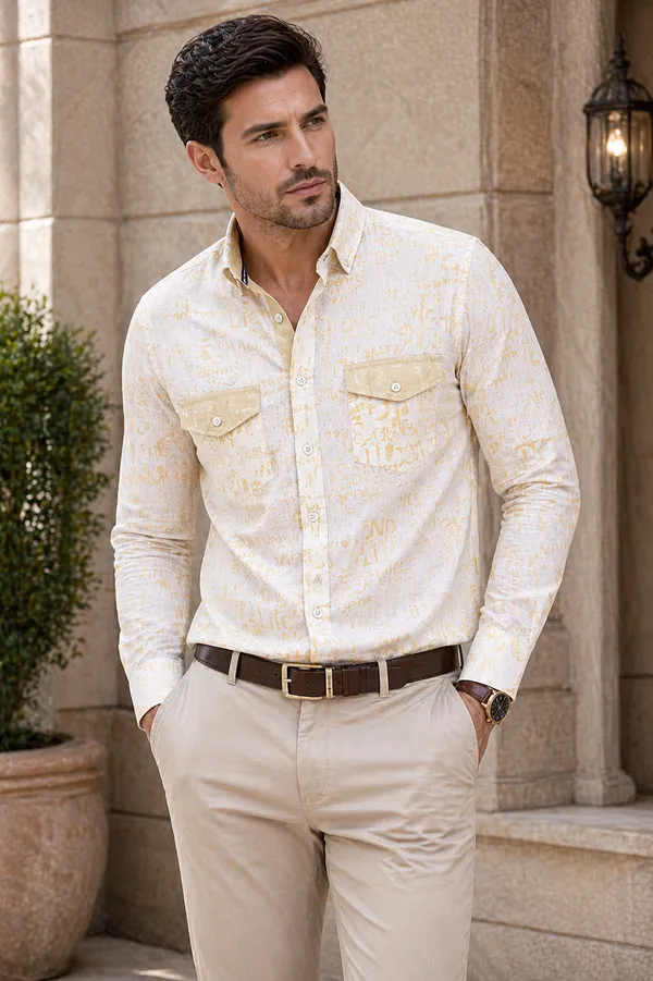 White_Printed_Cotton_Linen_Regular_Fit_Shirt_For_Men