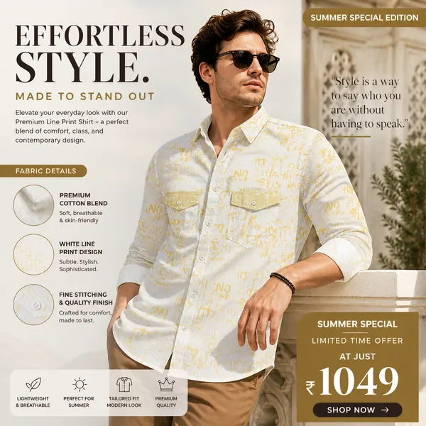 White_Printed_Cotton_Linen_Regular_Fit_Shirt_For_Men