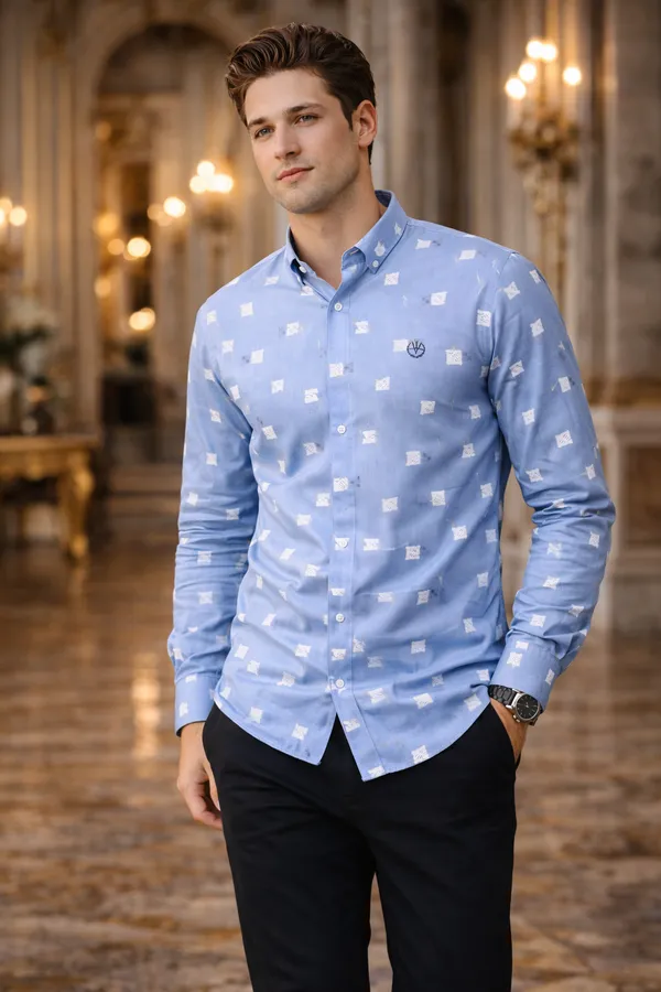 Blue_Cotton_Slim_Fit_Shirt_For_Men