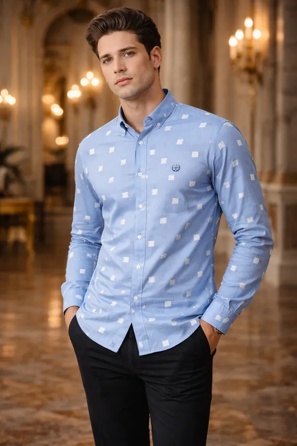 Blue_Cotton_Slim_Fit_Shirt_For_Men