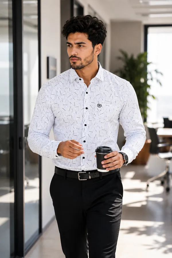 White_&_Black_Cotton_Linen_Regular_Fit_Shirt_For_Men