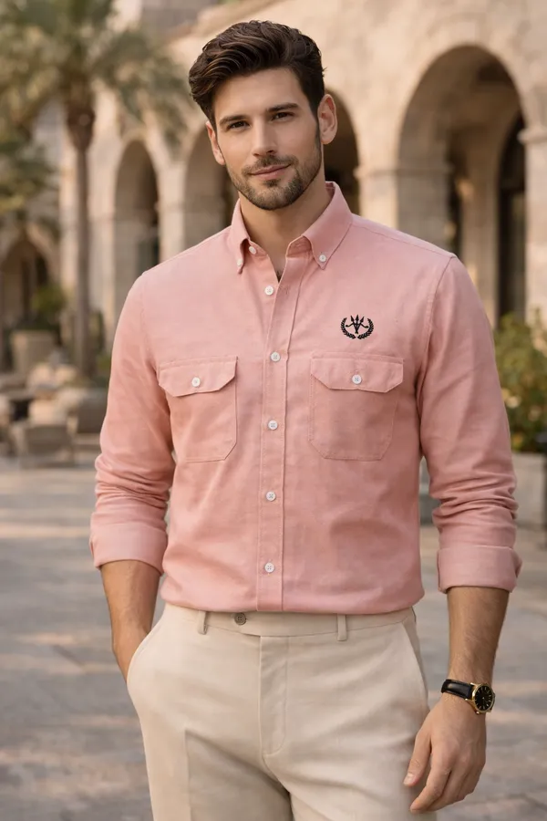 Peach_Cotton_Linen_Regular_Fit_Shirt_For_Men
