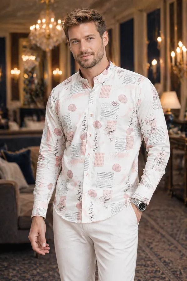 White_Lycra_Regular_Fit_Shirt_For_Men