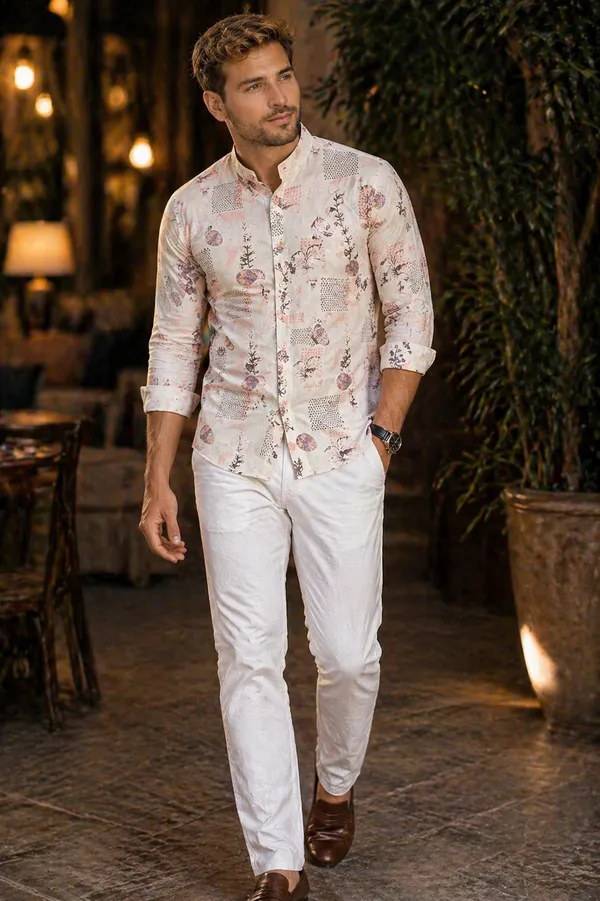 White_Lycra_Regular_Fit_Shirt_For_Men