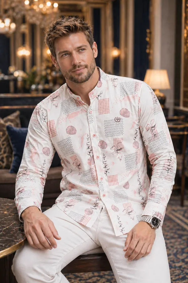 White_Lycra_Regular_Fit_Shirt_For_Men
