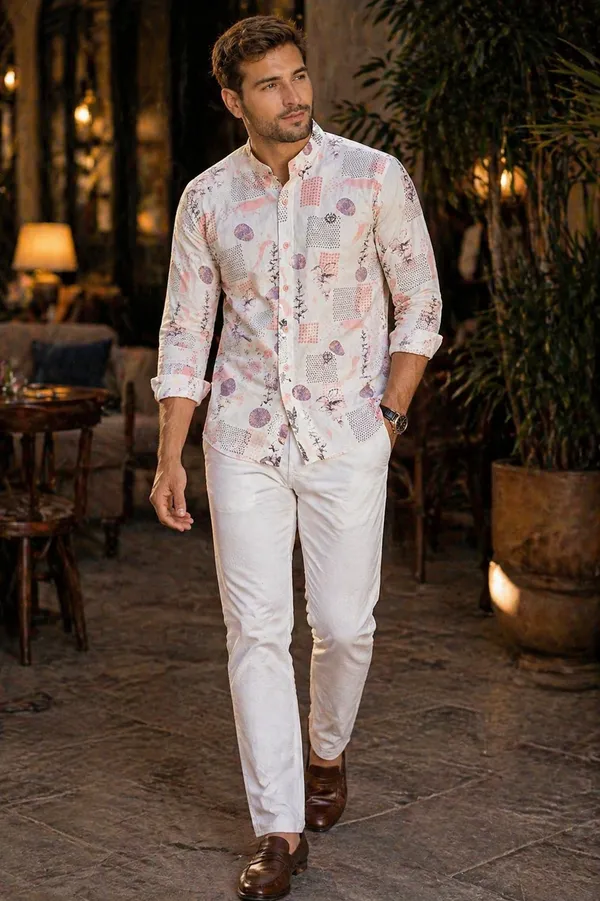 White_Lycra_Regular_Fit_Shirt_For_Men