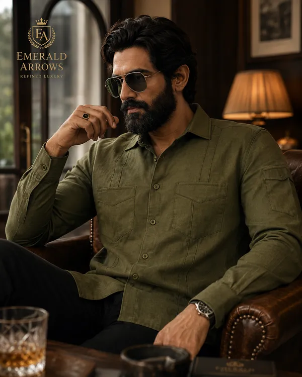 Rust_Orange_Cotton_Linen_Regular_Fit_Shirt_For_Men