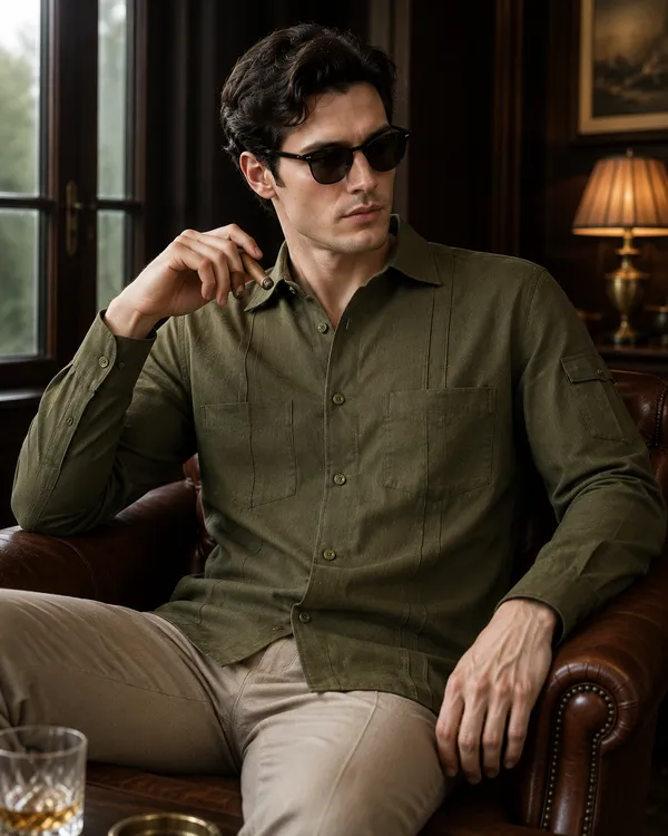 Rust_Orange_Cotton_Linen_Regular_Fit_Shirt_For_Men