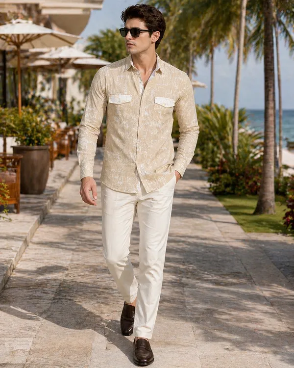 Beige_Printed_Cotton_Linen_Regular_Fit_Shirt_For_Men