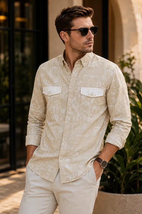 Beige_Printed_Cotton_Linen_Regular_Fit_Shirt_For_Men