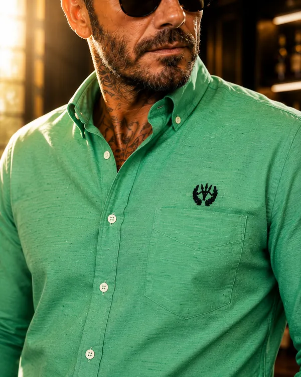 Green_Cotton_Linen_Regular_Fit_Shirt_For_Men