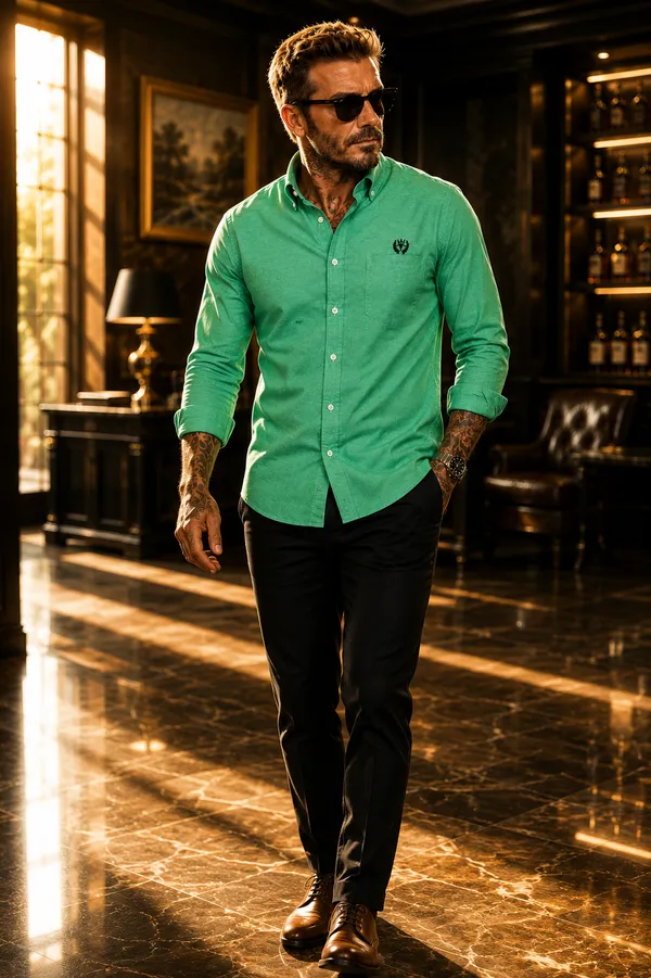 Green_Cotton_Linen_Regular_Fit_Shirt_For_Men