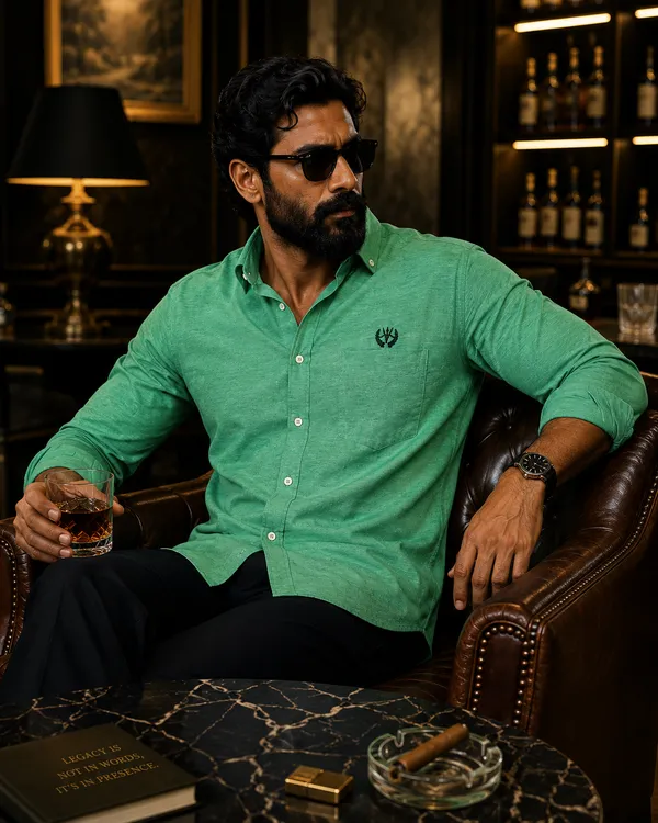 Green_Cotton_Linen_Regular_Fit_Shirt_For_Men