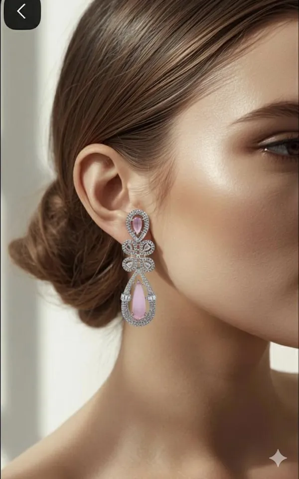 Light_Pink_Metal_Premium_&_Elegant_Long_Earrings_For_Women