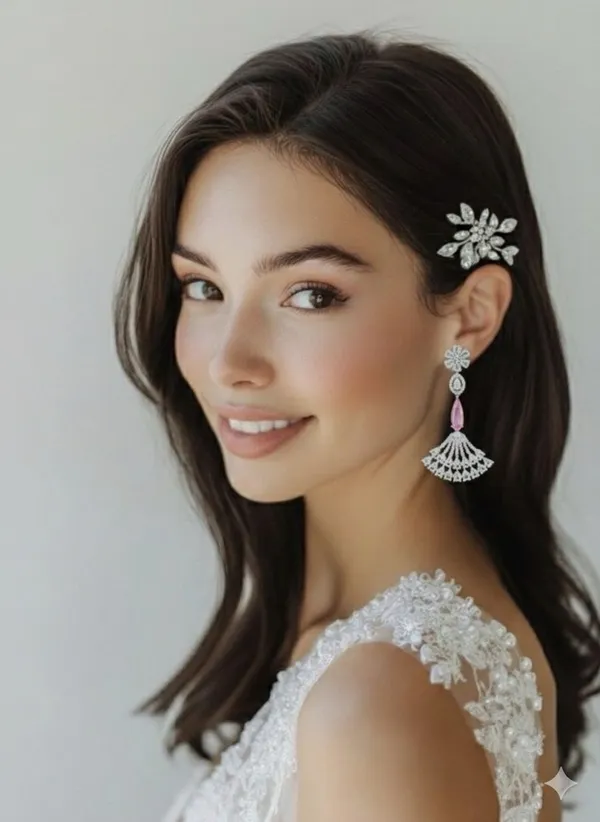 Light_Pink_Metal_Premium_&_Elegant_Long_Earrings_For_Women