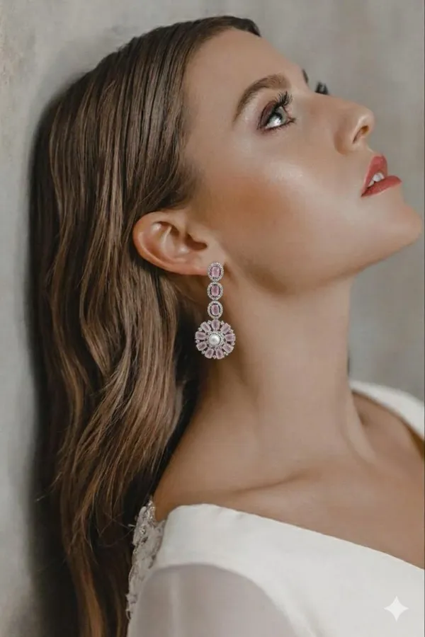Light_Pink_Metal_Premium_&_Elegant_Long_Earrings_For_Women