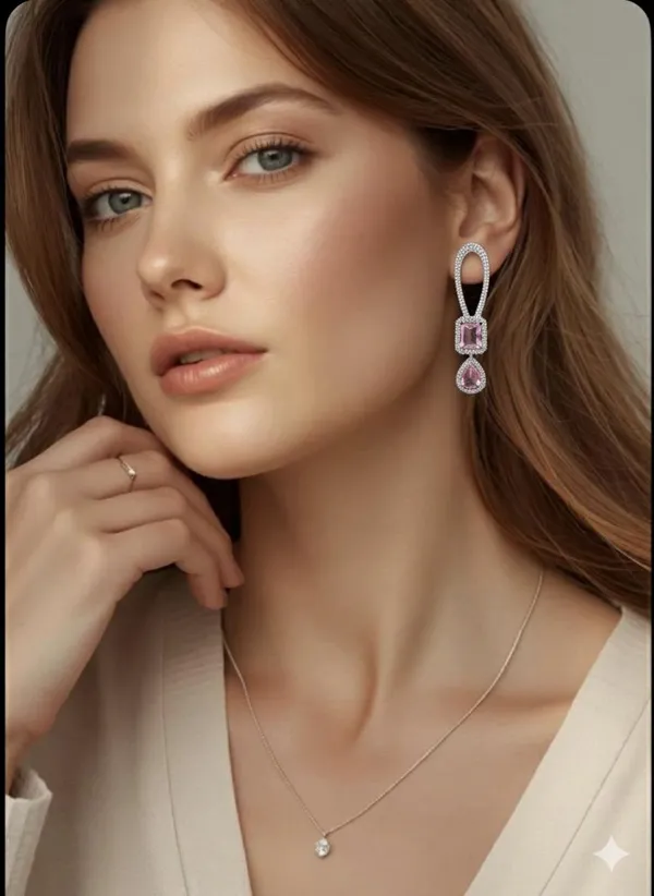 Light_Pink_Metal_Premium_&_Elegant_Long_Earrings_For_Women