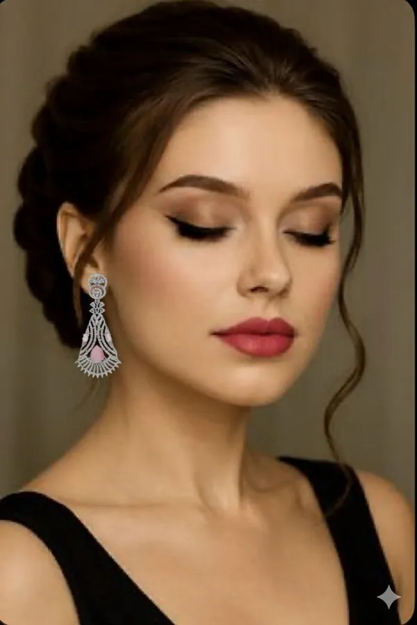 Light_Pink_Metal_Premium_&_Elegant_Long_Earrings_For_Women