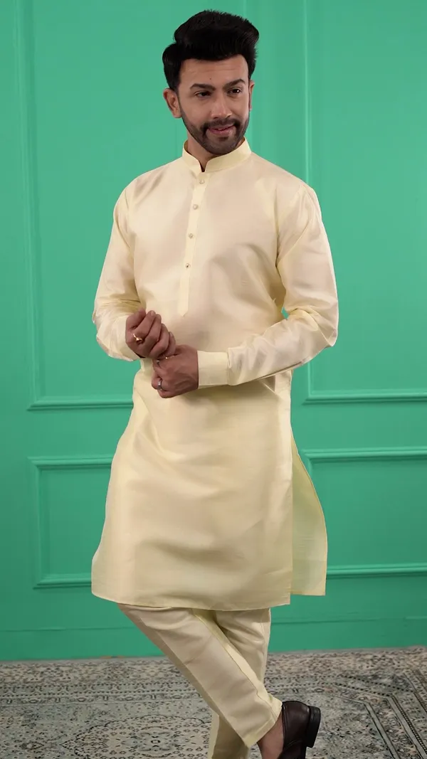 Men_Pale_Yellow_Dupion_Silk_Solid_Straight_Kurta_with_Pajamas