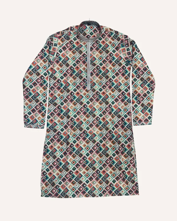 Multicolour_Cotton_Intricate_Ikat_Diamond_Pattern_Kurta_For_Men